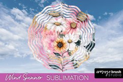 Pink Flowers Wind Spinner - Summer Wind Spinner Sublimation Product Image 1