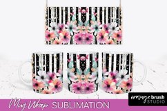 Pink Watercolor Flowers Mug Wrap - Floral Mug Sublimation Product Image 1
