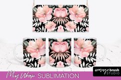 Pink Watercolor Flowers Mug Wrap - Floral Mug Sublimation Product Image 1