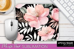 Floral Mouse Pad PNG - Pink Flowers Mousepad Sublimation Product Image 1
