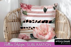 Watercolor Flowers Pillow Cover - Summer Pillow Sublimation Product Image 1
