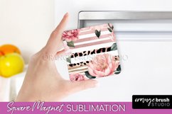 Pink Flowers Magnet Sublimation - Watercolor Magnet Design Product Image 1