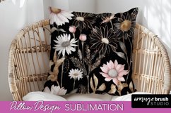 Watercolor Flowers Pillow Cover - Summer Pillow Sublimation Product Image 1