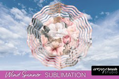 Pink Flowers Wind Spinner - Summer Wind Spinner Sublimation Product Image 1
