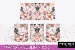 Pink Watercolor Flowers Mug Wrap - Floral Mug Sublimation Product Image 1