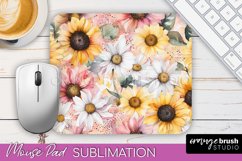 Floral Mouse Pad PNG - Pink Flowers Mousepad Sublimation Product Image 1