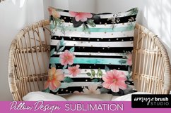 Watercolor Flowers Pillow Cover - Summer Pillow Sublimation Product Image 1