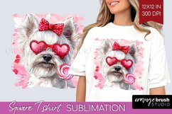 West Highland Terrier Valentine Square Tshirt Background Day Product Image 1