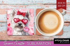West Highland Terrier Valentine Square Coaster Valentines Product Image 1