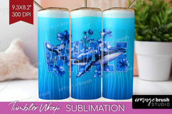 Whale Floral Tumbler Wrap Sea Blue Tumbler PNG Sublimation Product Image 1