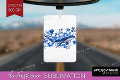 Whale Floral Air Freshener PNG Blue Flowers PNG Sublimation Product Image 1