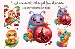 Whimsical Caterpillar Clipart PNG Product Image 1