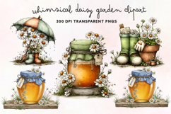 Whimsical Daisy Garden Clipart PNG Product Image 1