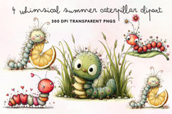 Whimsical Summer Caterpillar Clipart PNG Product Image 1