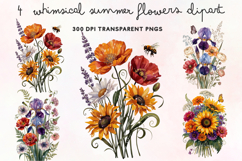 Whimsical Summer Flowers Clipart PNG Product Image 1