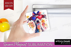 Whippet Dog Magnet Sublimation 4th Of July Square Magnet PNG Product Image 1