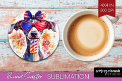 Whippet Dog Round Coaster 4th Of July Coaster PNG Product Image 1