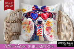 Whippet Dog Pillow Sublimation 4th Of July Pillow Cover PNG Product Image 1