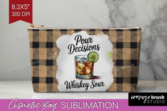 Whiskey Sour Cocktail Cosmetic Bag Summer Drink Makeup Bag Product Image 1