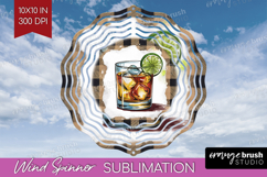 Whiskey Sour Cocktail Wind Spinner Sublimation PNG Summer Product Image 1