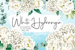 Watercolor Hydrangea Bouquets | White Watercolor Flowers Product Image 1