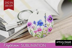 Wildflowers Keychain PNG - Watercolor Flowers Keychain Product Image 1