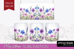 Wildflowers Mug Wrap - Watercolor Flowers Mug PNG Product Image 1