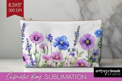 Wildflowers Cosmetic Bag - Watercolor Flowers Makeup Bag PNG Product Image 1