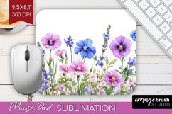 Wildflowers Mouse Pad Sublimation - Watercolor Flowers PNG Product Image 1