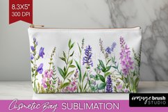 Wildflowers Cosmetic Bag - Watercolor Flowers Makeup Bag PNG Product Image 1