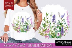 Wildflowers Round Tshirt Background - Watercolor Flowers PNG Product Image 1
