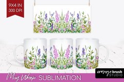 Wildflowers Mug Wrap - Watercolor Flowers Mug PNG Product Image 1