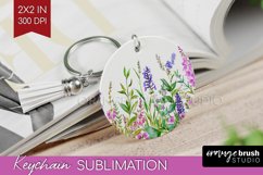 Wildflowers Keychain PNG - Watercolor Flowers Keychain Product Image 1