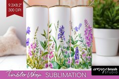 Wildflowers Tumbler Wrap - Watercolor Flowers Tumbler PNG Product Image 1
