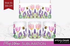 Wildflowers Mug Wrap - Watercolor Flowers Mug PNG Product Image 1