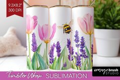 Wildflowers Tumbler Wrap - Watercolor Flowers Tumbler PNG Product Image 1