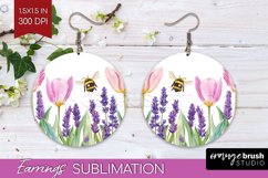 Wildflowers Round Earrings - Watercolor Flowers PNG Product Image 1