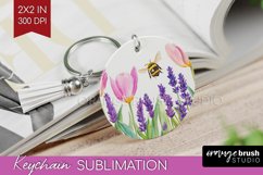 Wildflowers Keychain PNG - Watercolor Flowers Keychain Product Image 1
