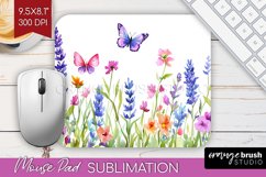 Wildflowers Mouse Pad Sublimation - Watercolor Flowers PNG Product Image 1