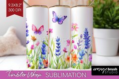 Wildflowers Tumbler Wrap - Watercolor Flowers Tumbler PNG Product Image 1