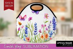 Wildflowers Lunch Bag - Watercolor Flowers Lunch Bug PNG Product Image 1