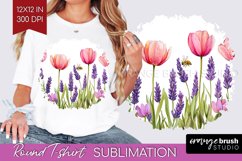 Wildflowers Round Tshirt Background - Watercolor Flowers PNG Product Image 1