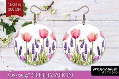 Wildflowers Round Earrings - Watercolor Flowers PNG Product Image 1