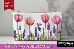 Wildflowers Cosmetic Bag - Watercolor Flowers Makeup Bag PNG Product Image 1