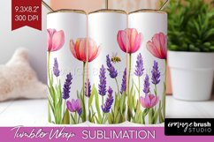 Wildflowers Tumbler Wrap - Watercolor Flowers Tumbler PNG Product Image 1