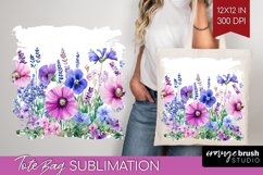 Wildflowers Tote Bag - Watercolor Flowers Tote Bag PNG Product Image 1