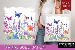 Wildflowers Tote Bag - Watercolor Flowers Tote Bag PNG Product Image 1