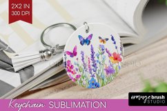 Wildflowers Keychain PNG - Watercolor Flowers Keychain Product Image 1