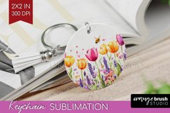 Wildflowers Keychain PNG - Watercolor Flowers Keychain Product Image 1