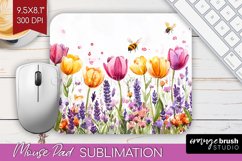 Wildflowers Mouse Pad Sublimation - Watercolor Flowers PNG Product Image 1